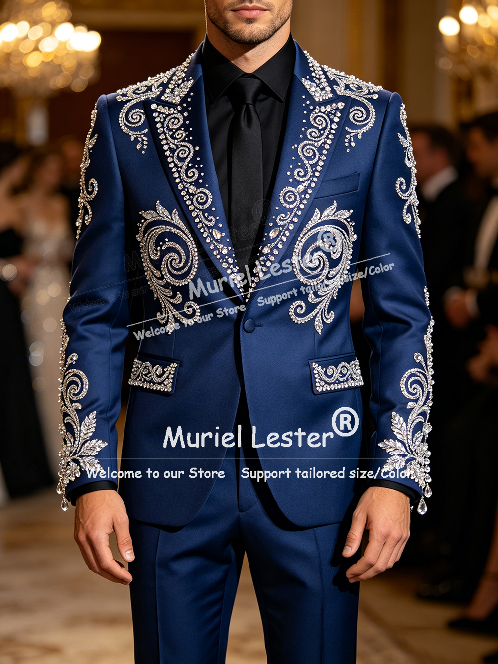Men Grooming Outfit - Glitter Jewelry Beading Suit Men Formal