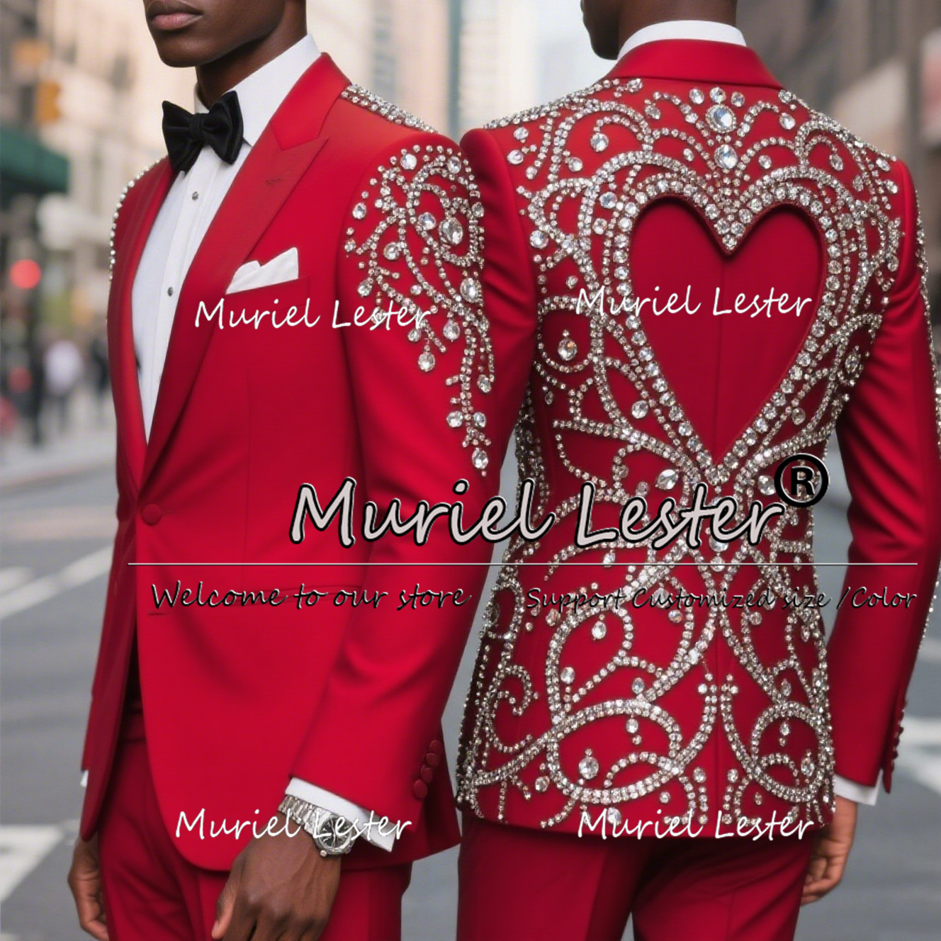 Men Grooming Outfit - Luxury Beaded Stones Tuxedos Suits For