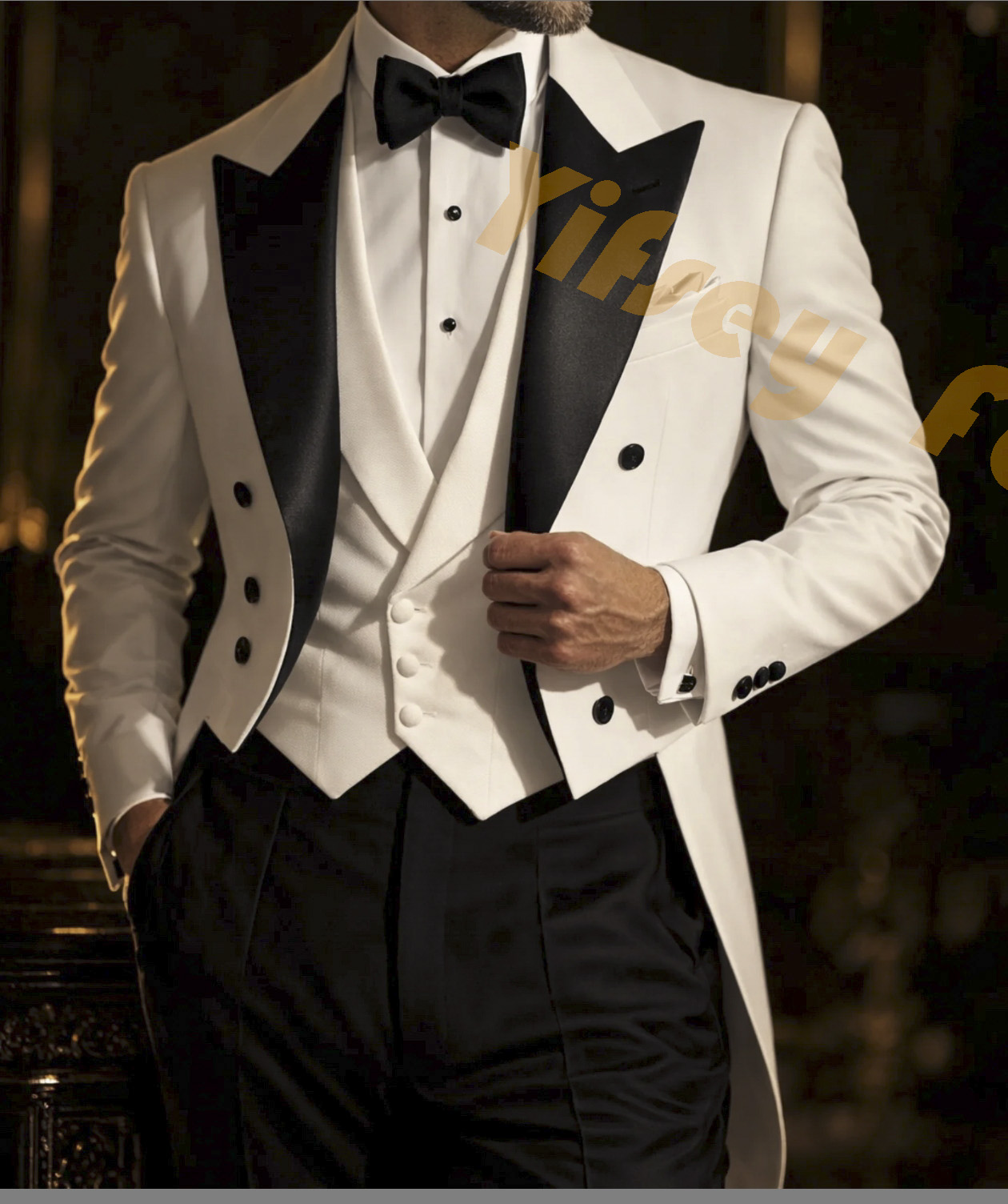 White Tailcoat Black Pants Men - Men Grooming Outfit のレビューと価格