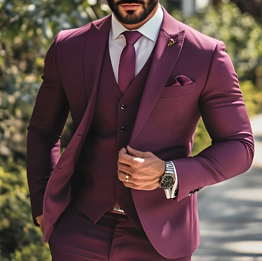 Burgundy Formal Boys Suit 3 Pi - Men Grooming Outfit のレビューと価格