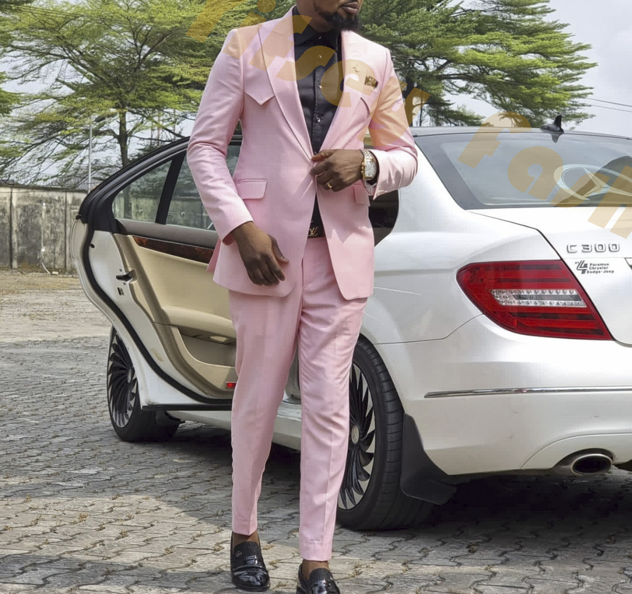 Pink Full Men Suit Set Wedding - Men Grooming Outfit のレビューと価格